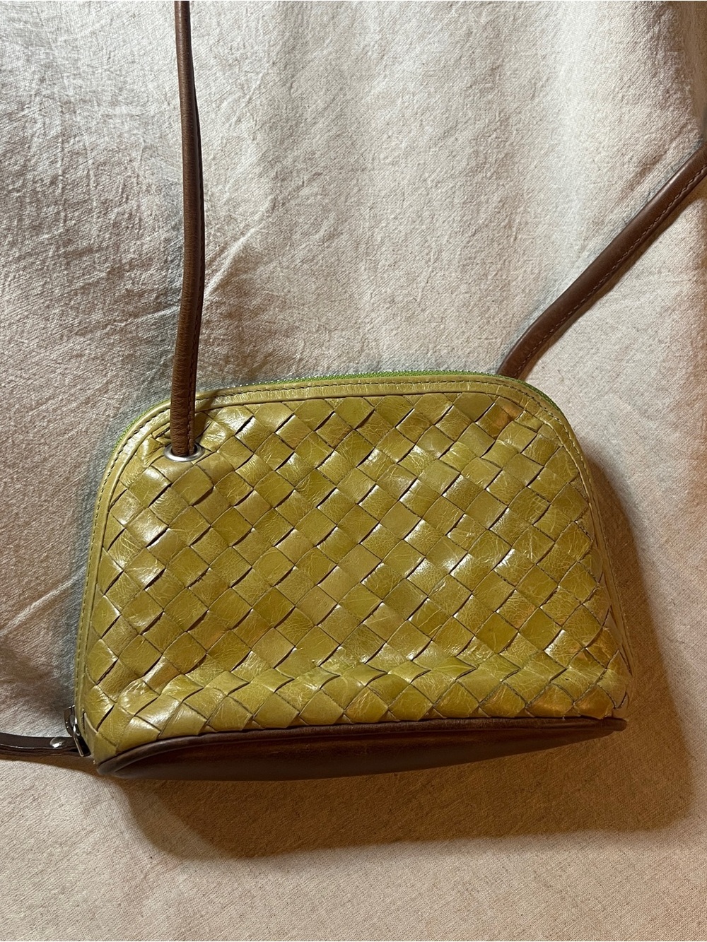 Latico Woven Leather Crossbody Bag Green Brown Small Boho Shoulder Purse